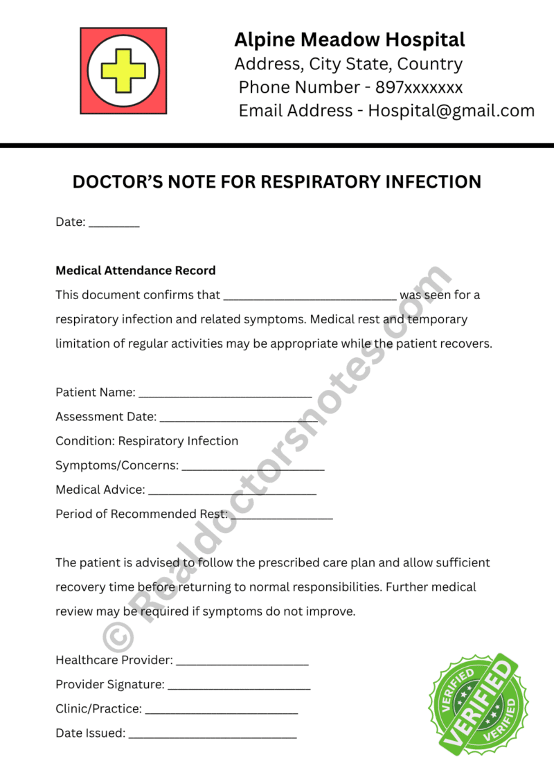 Doctor’s Note for Respiratory Infection