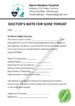Doctor’s Note for Sore Throat