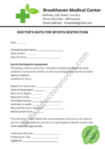Doctor's Note for Sports Restriction