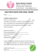 Doctor’s Note for Viral Fever