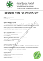Doctor’s Note for Wrist Injury