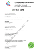 MEDICAL NOTE for Extended Sick Leave