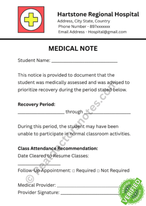 MEDICAL NOTE for Missing Class
