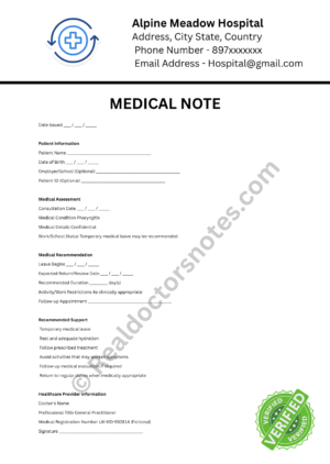 MEDICAL NOTE for Pharyngitis