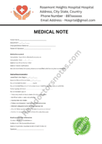 MEDICAL NOTE for Stomach Pain