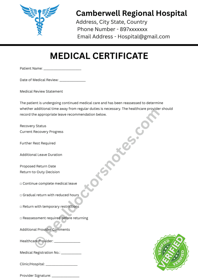 MEDICAL certificate for Extended Sick Leave MEDICAL certificate for Extended Sick Leave