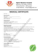 MEDICAL certificate for Viral Fever