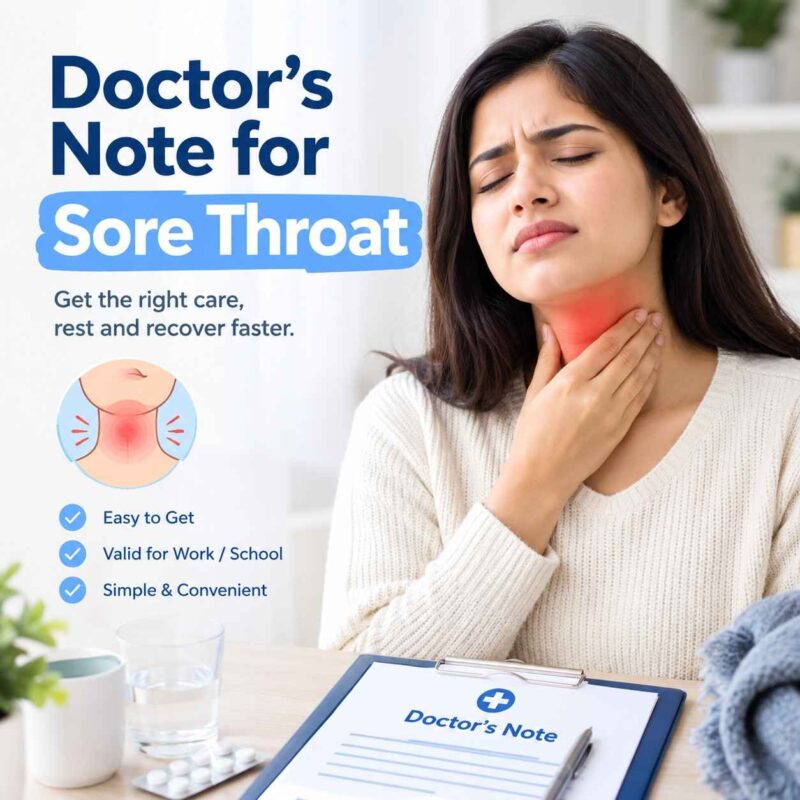Online Doctor note for sore throat Online Doctor note for sore throat