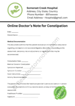 Online Doctor’s Note for Constipation