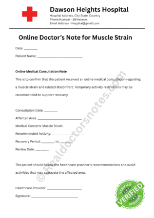 Online Doctor’s Note for Muscle Strain