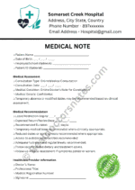 Online MEDICAL NOTE for Constipation Online MEDICAL NOTE for Constipation