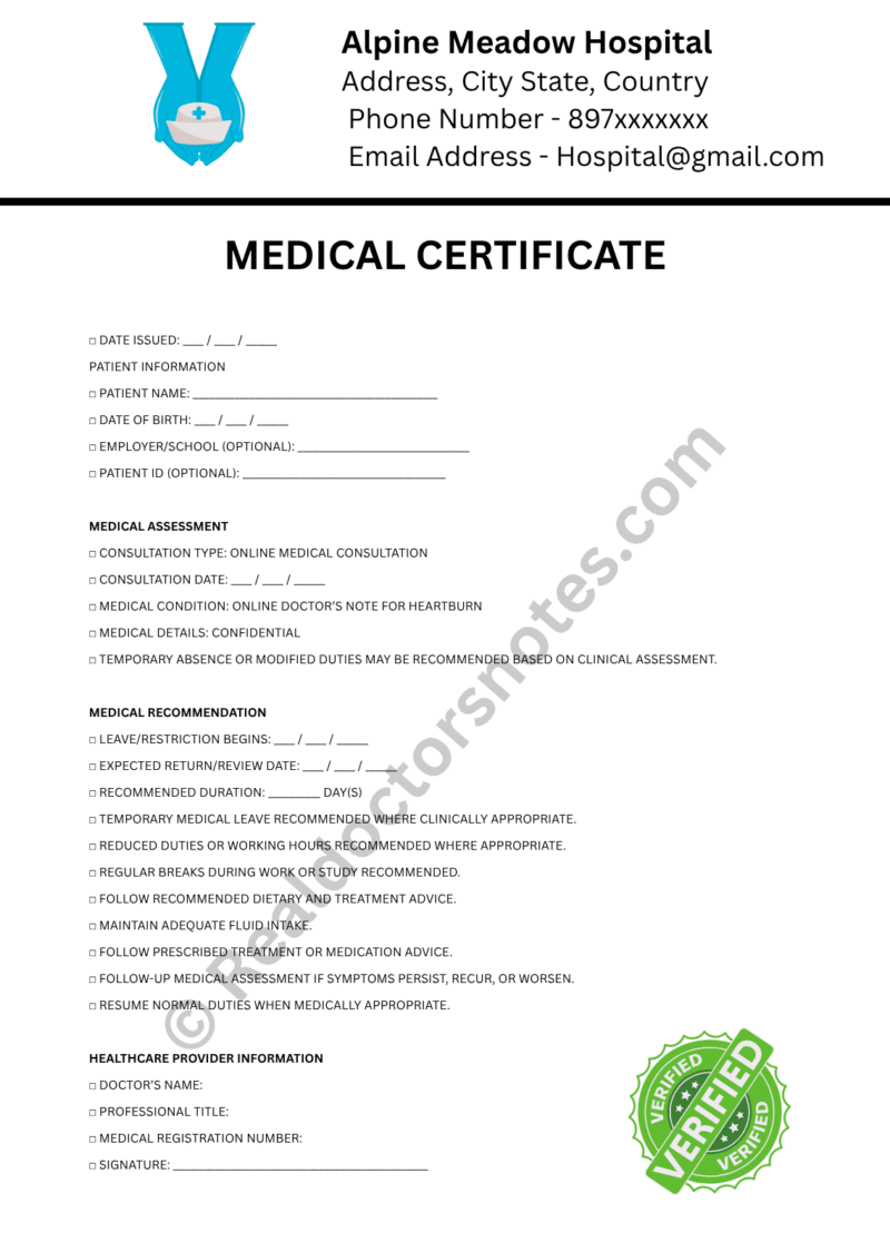Online MEDICAL certificate for Heartburn Online MEDICAL certificate for Heartburn