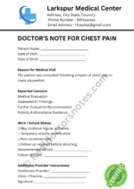 Doctor's Note for Chest Pain