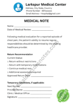 MEDICAL NOTE for Chest Pain
