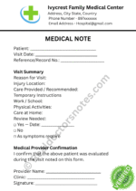 MEDICAL NOTE for Minor Injuries
